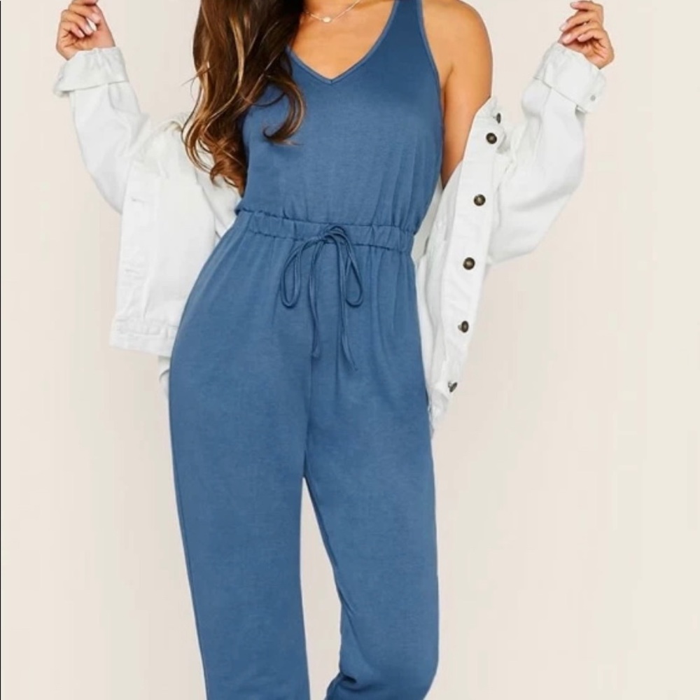 Cross wrap tank jumpsuit